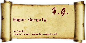 Heger Gergely névjegykártya